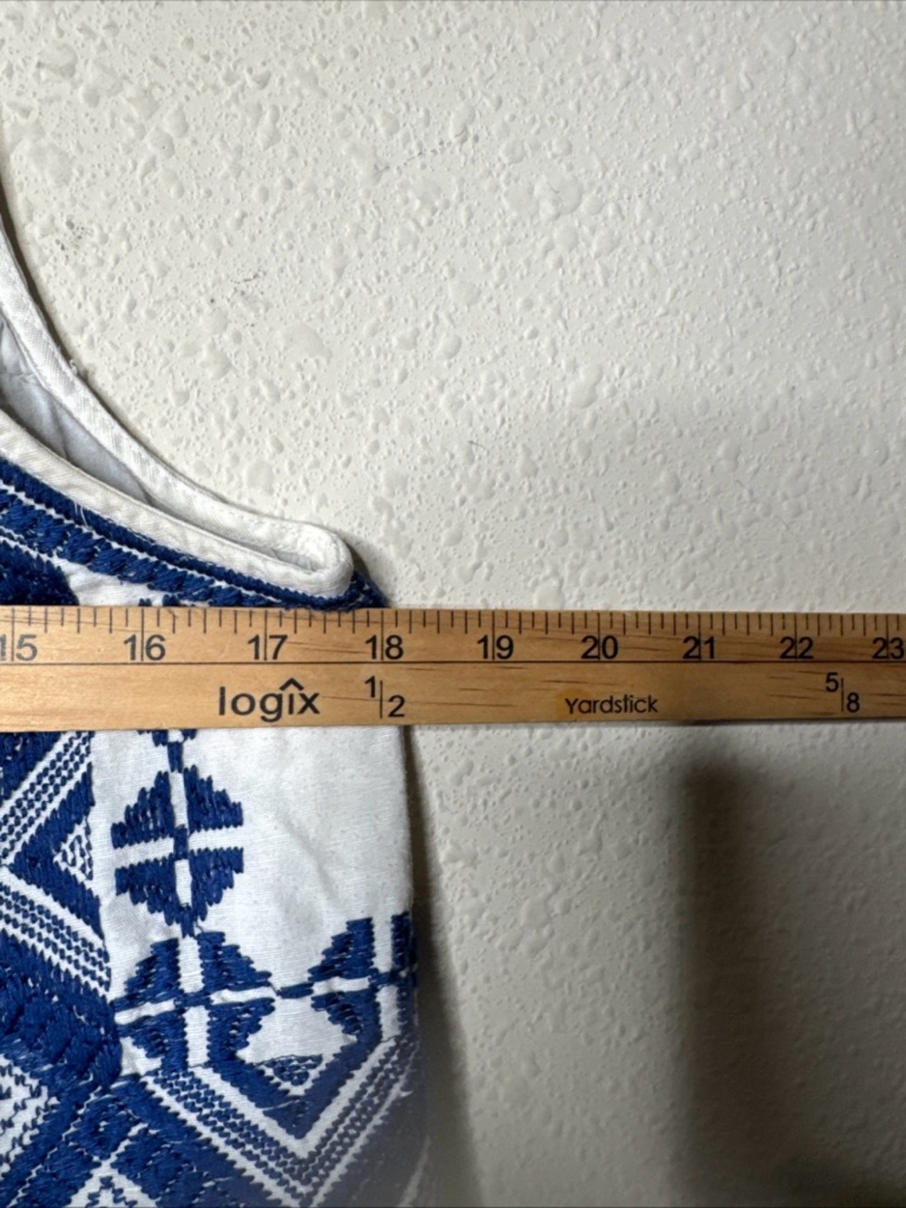 Madewell Blue & White Embroidered  Dress w Pockets Cotton Lined Medium C5813 - Picture 5 of 8